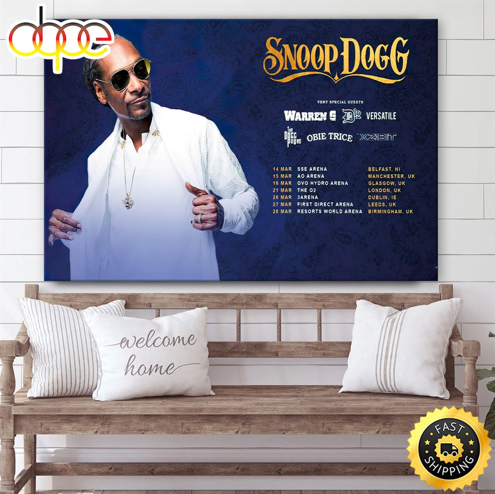 Snoop Doggs 2023 UK Tour Music Canvas Poster R5tgzm