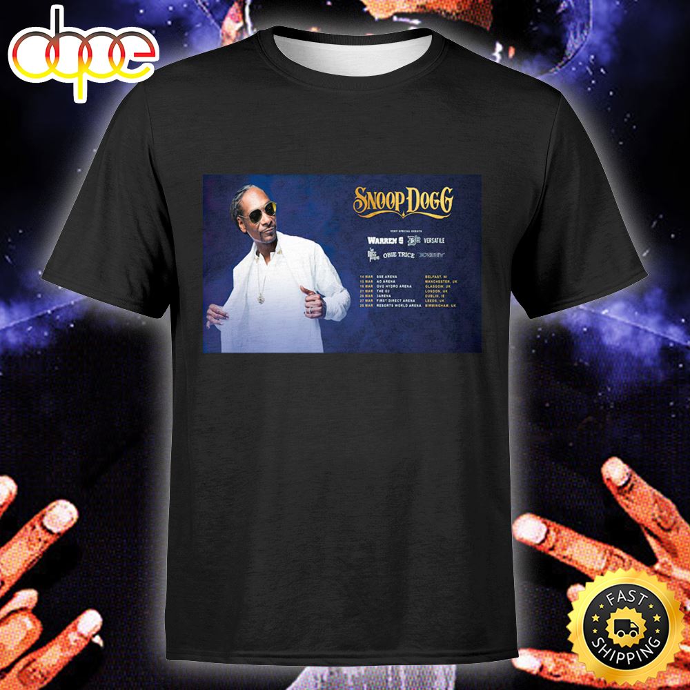 Snoop Doggs 2023 UK Tour Music T Shirt Y6dr3m