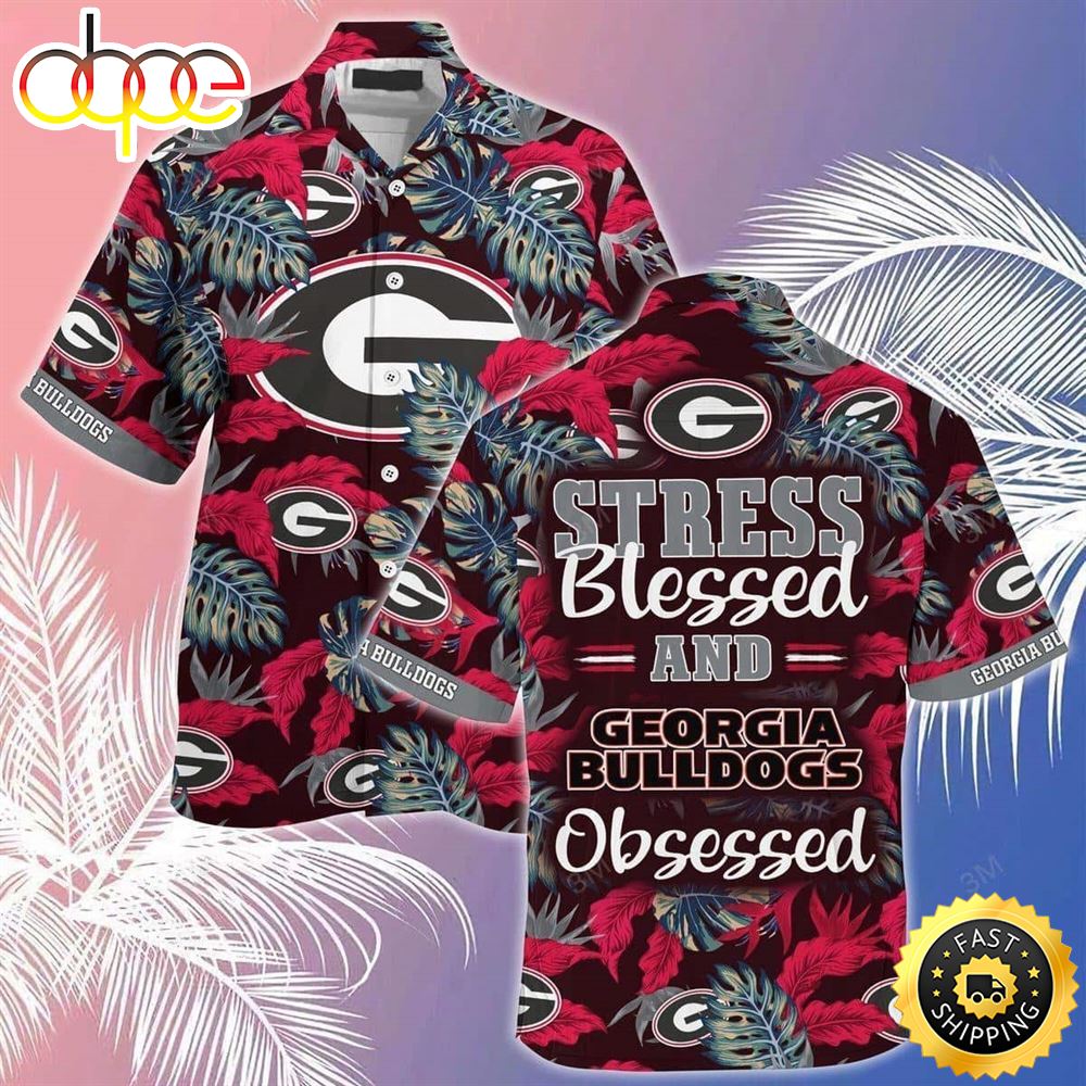 Stress Blessed And Georgia Bulldogs Obsessed UGA Hawaiian Shirt G8mtpe