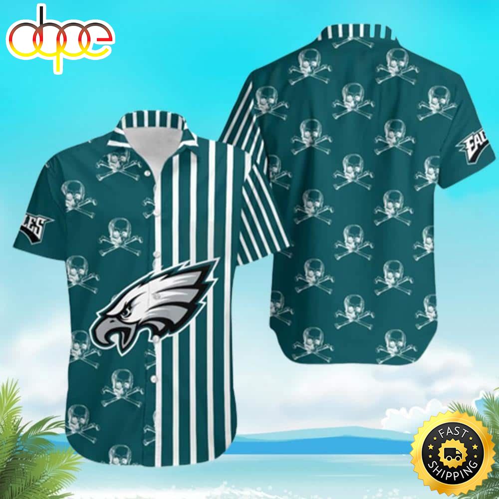 Stripes And Skull NFL Philadelphia Eagles Hawaiian Shirt Fp9gp8