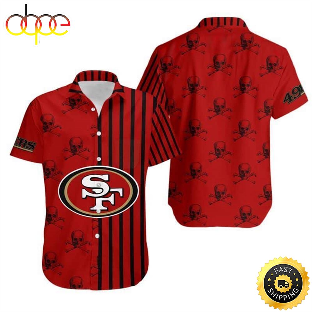 Stripes And Skull NFL San Francisco 49ers Hawaiian Shirt Ut19nn