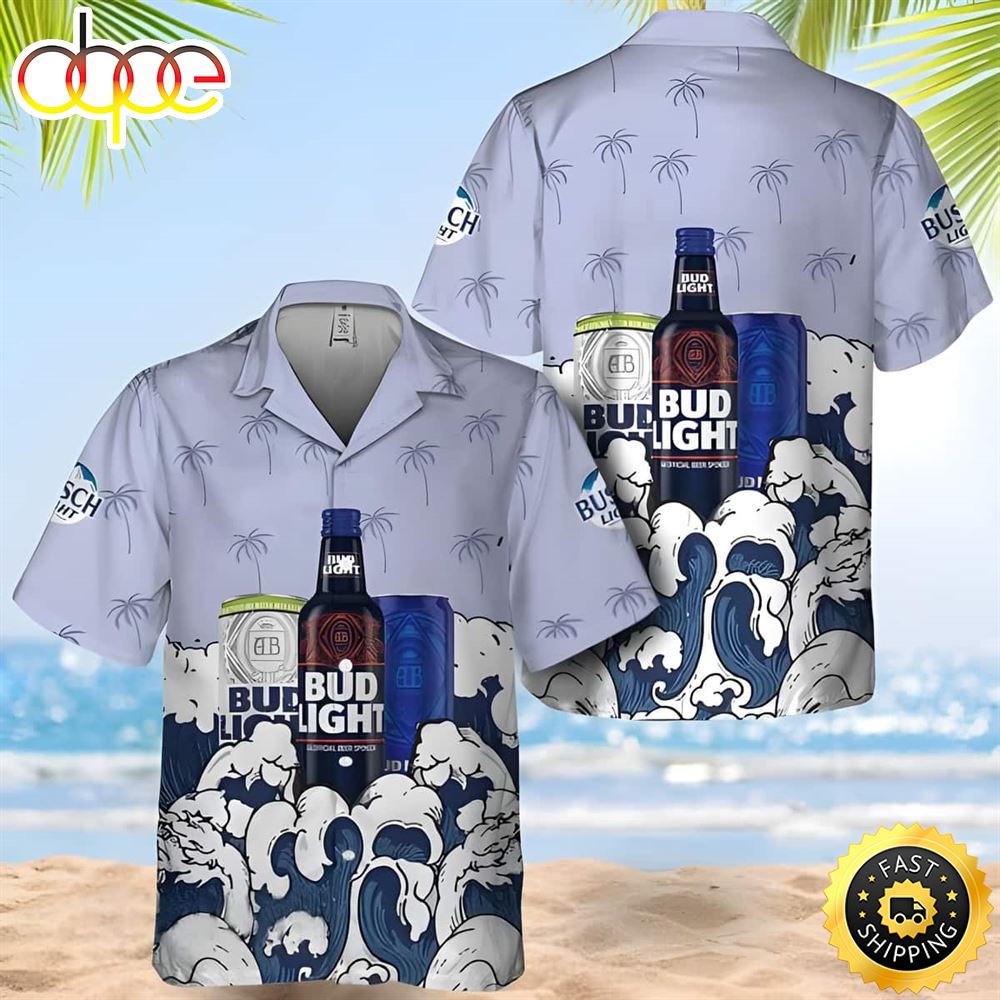 Summer Waves Bud Light Hawaiian Shirt Practical Beach Gift H4us87