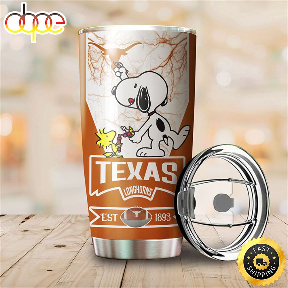 Texas Longhorns Snoopy All Over Print 3D Tumbler Qss3by