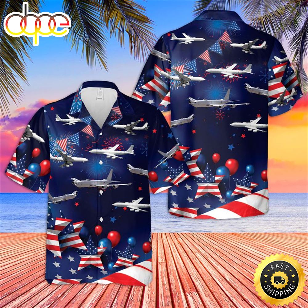 US Navy Boeing E 6 Mercury 4th Of July Hawaiian Shirt Short Sleeve Hawaiian Shirt For Men Fyzvke