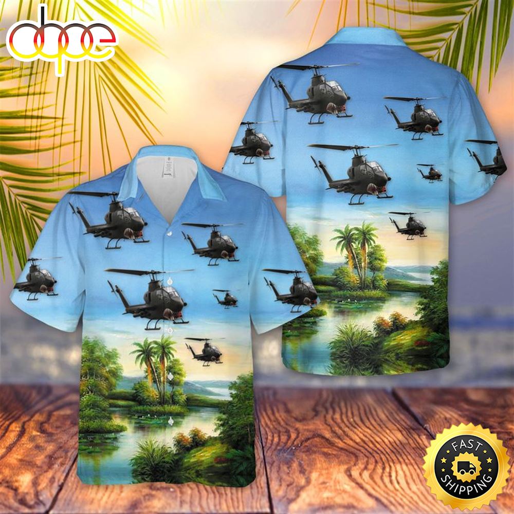 Us Army Ah 1 Huey Cobra Hawaiian Shirt Zbkeqy