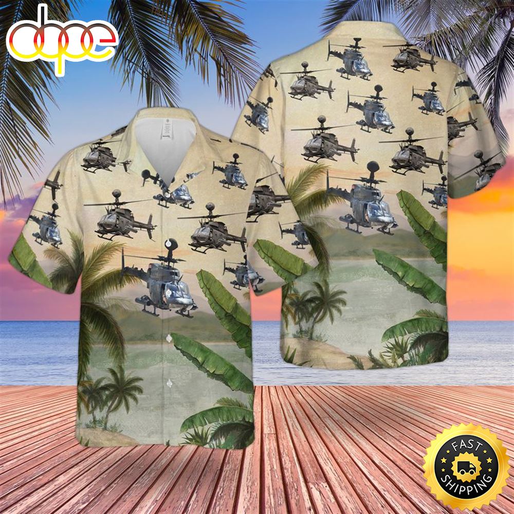 Us Army Bell Oh 58 Kiowa Hawaiian Shirt Lpcx86