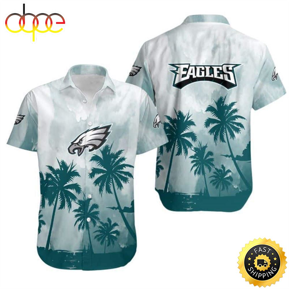 Vintage NFL Philadelphia Eagles Hawaiian Shirt Coconut Trees Lt3abt