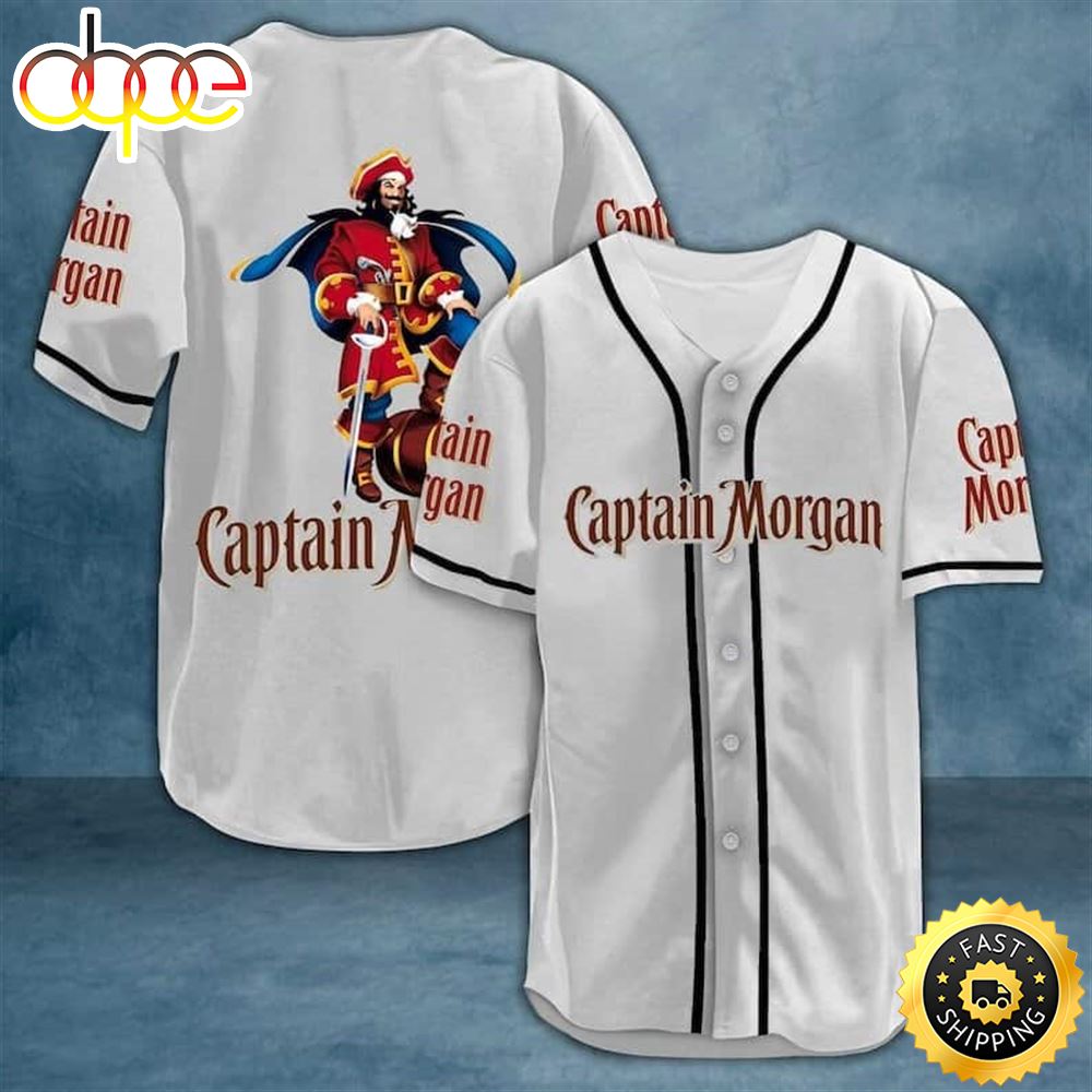 White Captain Morgan Baseball Jersey Gift For Sports Dad –