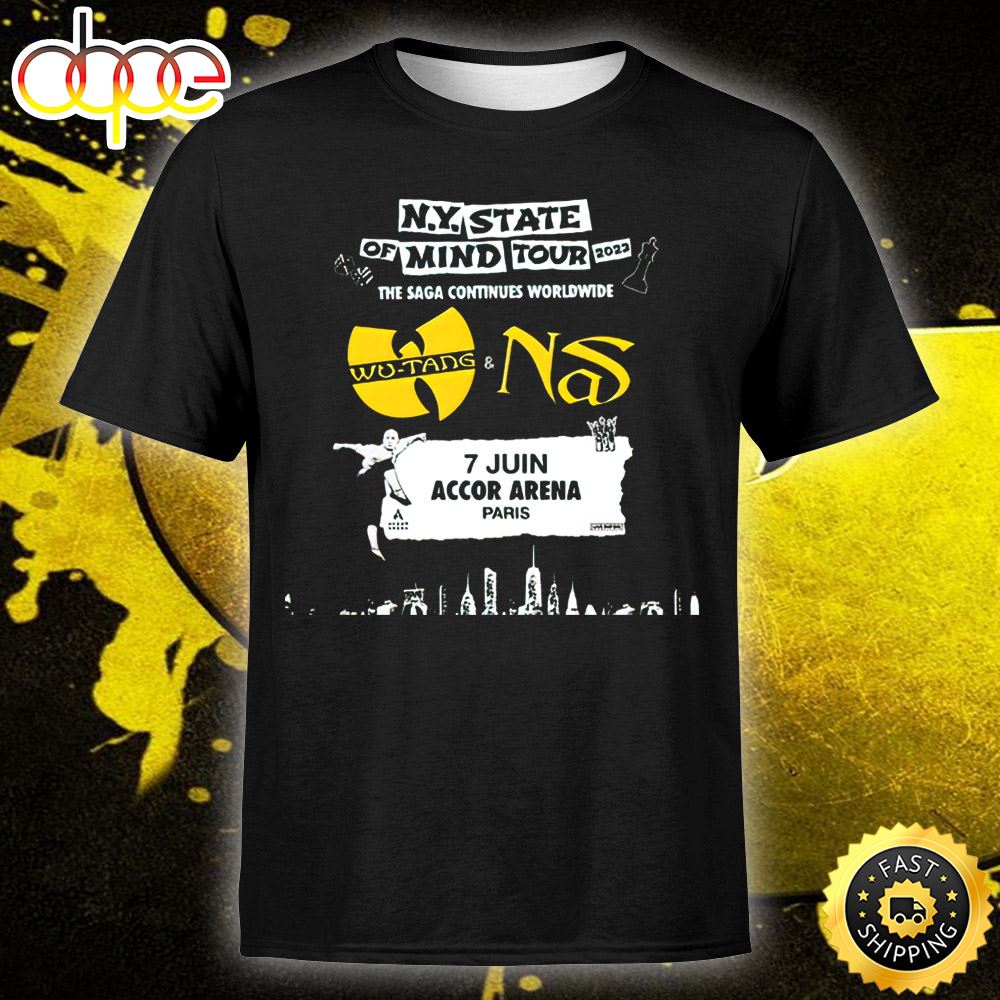 Wu Tang Clan Nas Ny State Of Mind Tour Arena En 2023 Unisex Tshirt Fsrv4e