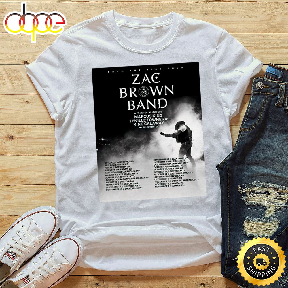 Zac Brown Band Detail From The Fire Tour 2023 Unisex Tshirt Vggto8