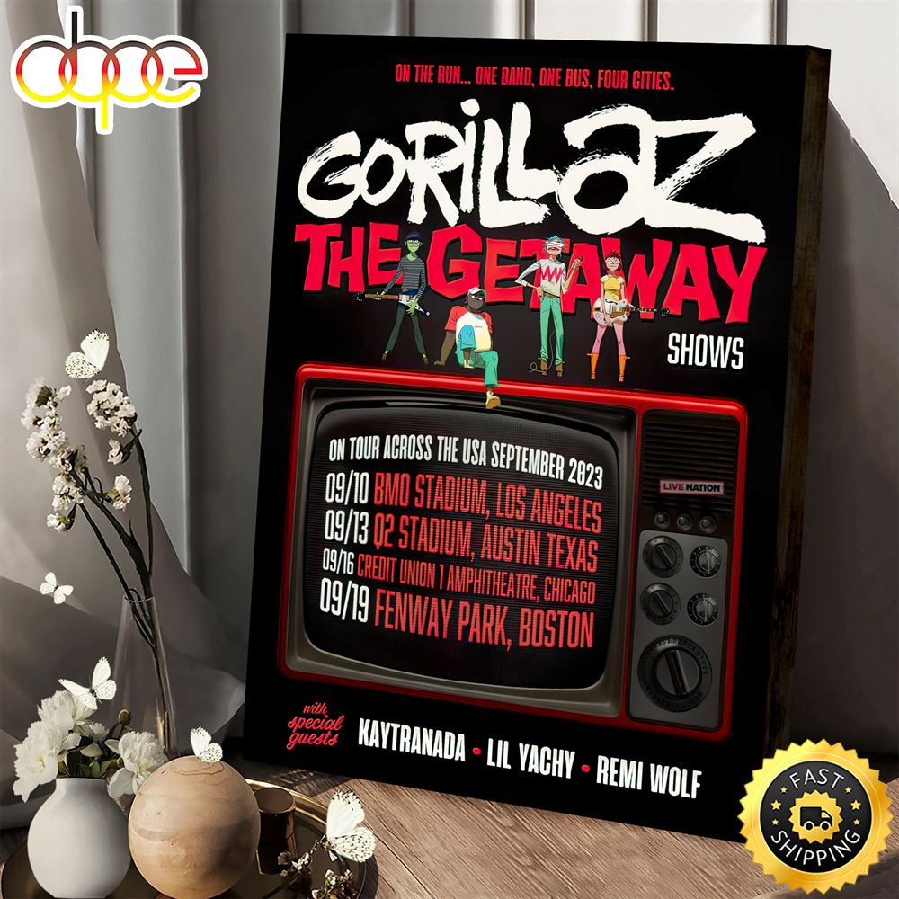 Gorillaz Announce ‘The Getaway’ Tour 2023 Poster Canvas