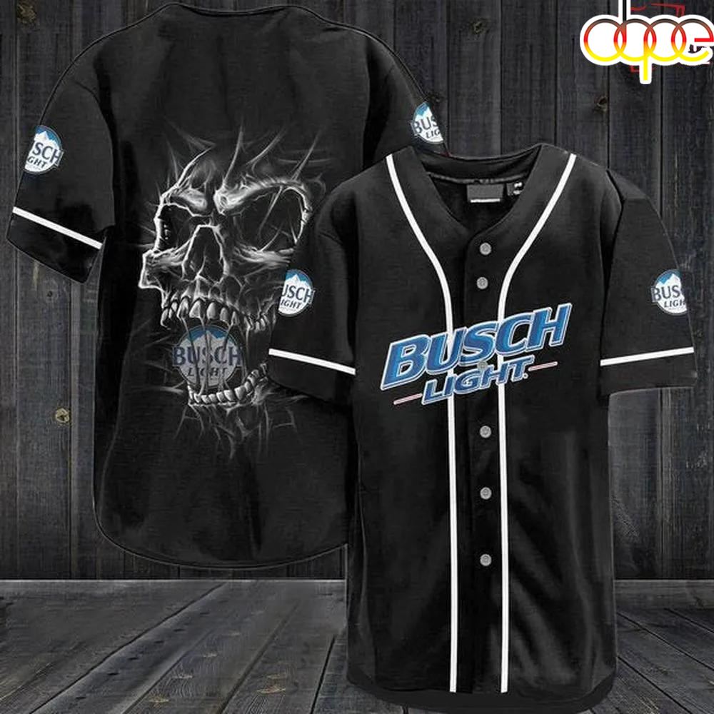 Black Skull Busch Light Baseball Jersey Eu6sbx