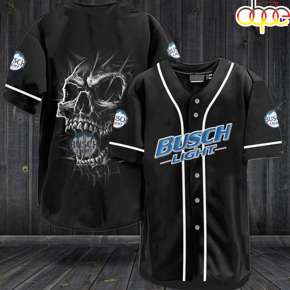 Busch Light Skull Black Unisex Baseball Jersey All Over Print Pvckip