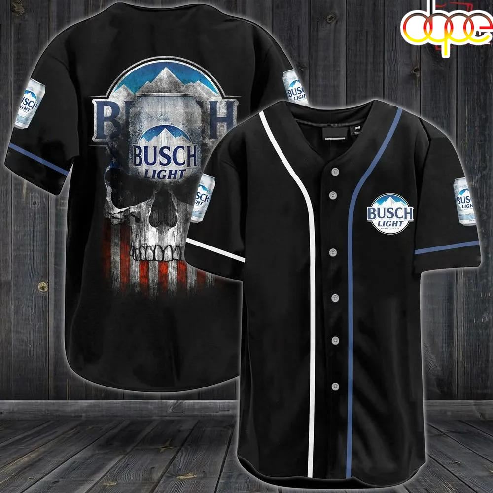 Busch Light Skull Usa Flag All Over Print Unisex Baseball Jersey Lvjlwt