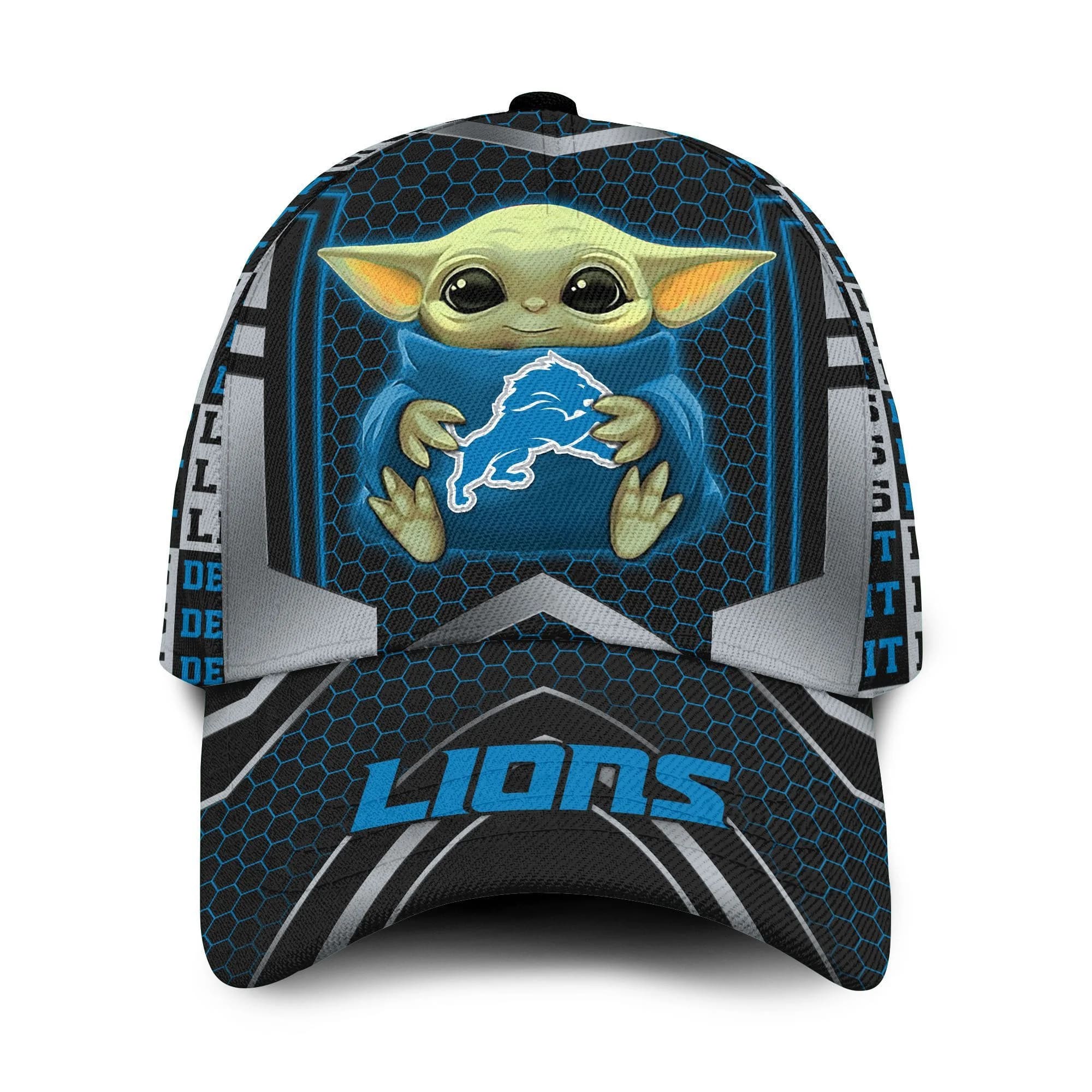 Detroit Lions Baby Yoda All Over Print 3D Classic Cap Jycmuk