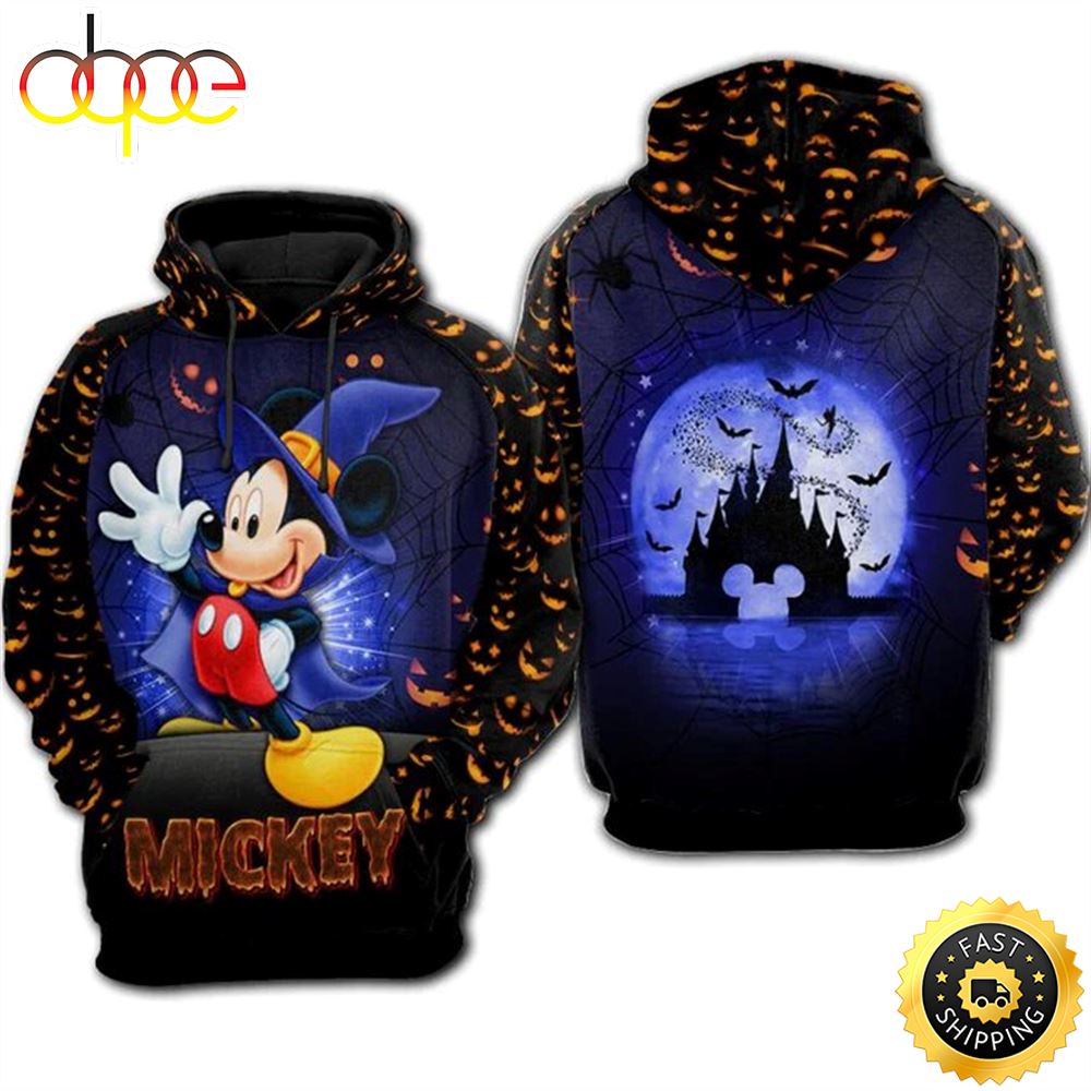 Disney Halloween Hoodie Mickey Mouse Wizard Disney Castle Halloween Night Hoodie Ijogfc