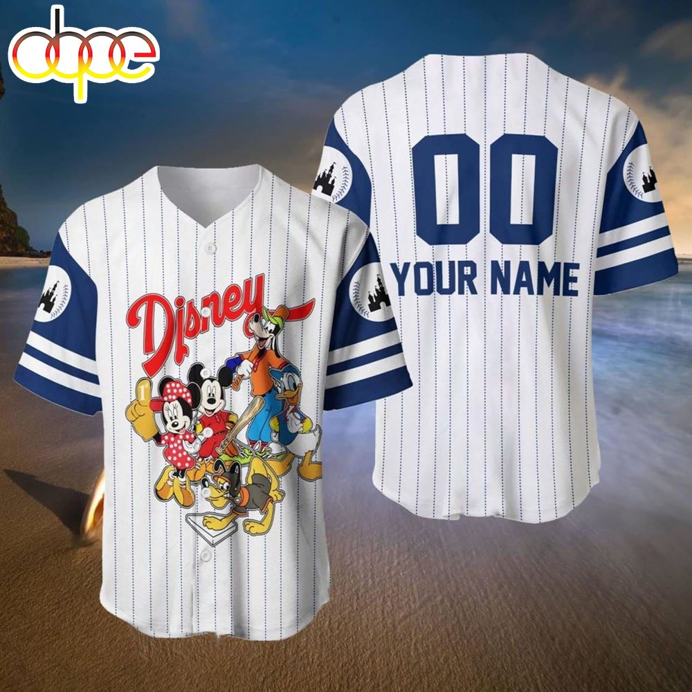Disney Mickey 3D Custom Name And Number Baseball Jersey Shirts Nvrcxy