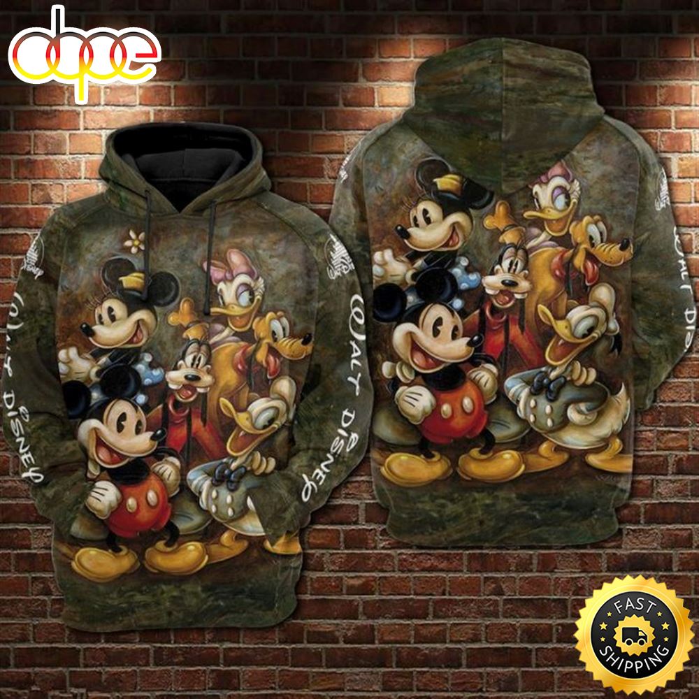 Disney Mickey Minnie Donald Daisy Over Print 3d Hoodie Kq0v18