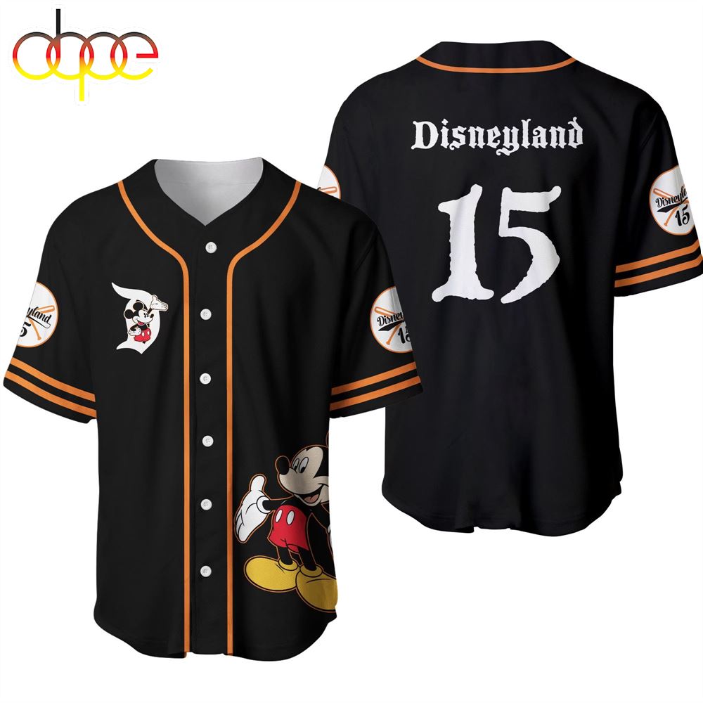 Disneyland Mickey Mouse Black Orange Disney Cartoon Custom Name And Number Baseball Jersey Ripcph