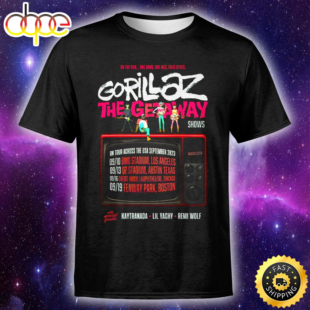 Gorillaz Announce The Getaway Tour 2023 Unisex T Shirt Ugdh5j