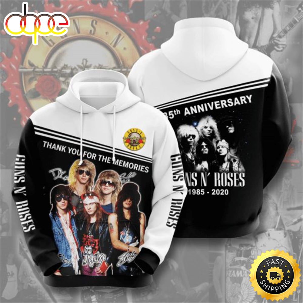 Guns N Roses Anniversary 1985 2020 Signature Design Gift For Fan Custom 3d All Over Printed Hoodie Xsbtr4