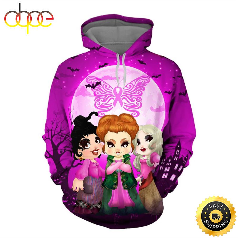 Hocus Pocus Breast Cancer Awareness 3D Hoodie Zaivef