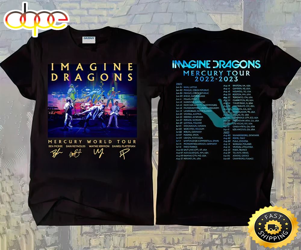 Imagine Dragons Mercury Tour 2023 Dates T Shirt Ywgihs