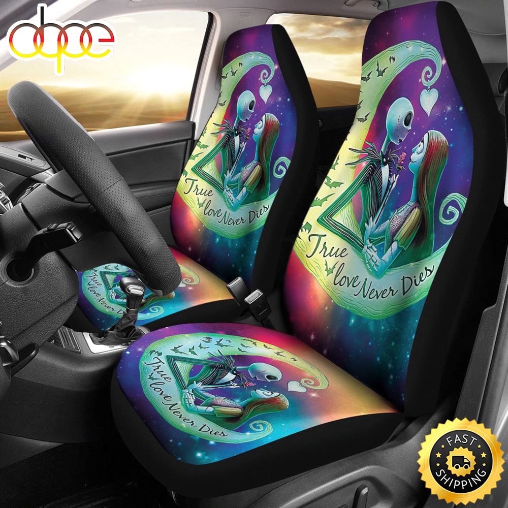 Jack Skellington Sally Car Seat Covers Moon Love Colorful Car Accessories 1 Idkuus