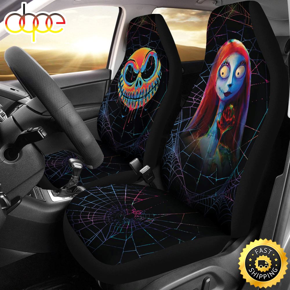 Jack Skellington Sally Car Seat Covers Spider Web Colorful 1 Ia0ezy