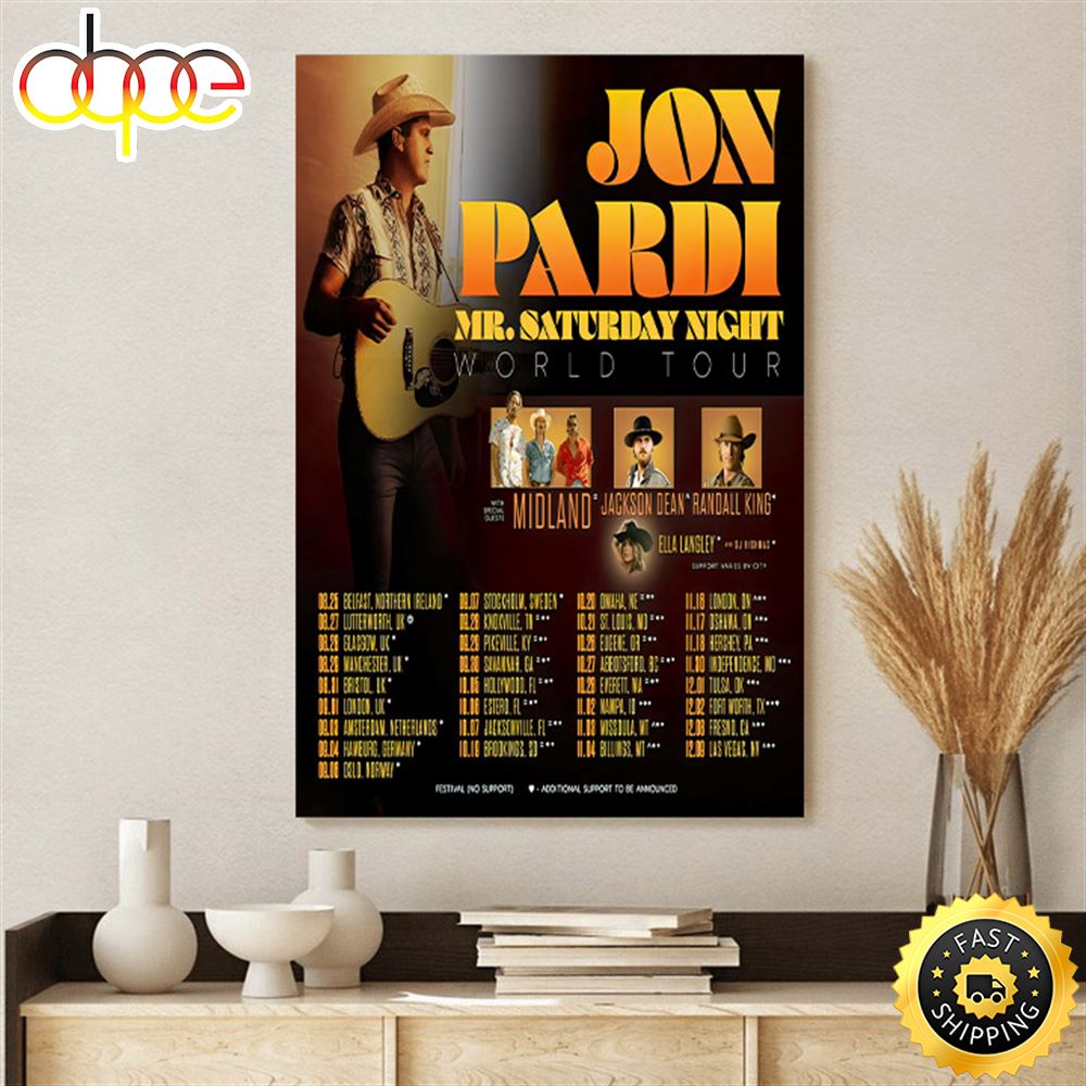 Jon Pardi Announces First Global Headline Tour To Open In Uk In August Poster Canvas Mx2y4v