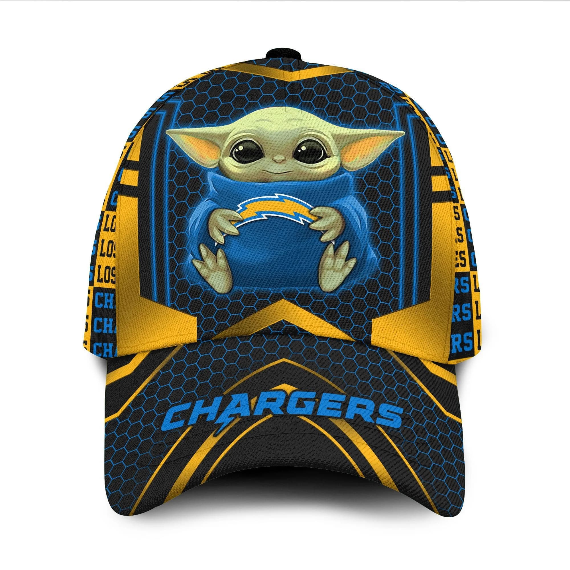 Los Angeles Chargers Baby Yoda All Over Print 3D Baseball Cap Ctnk69