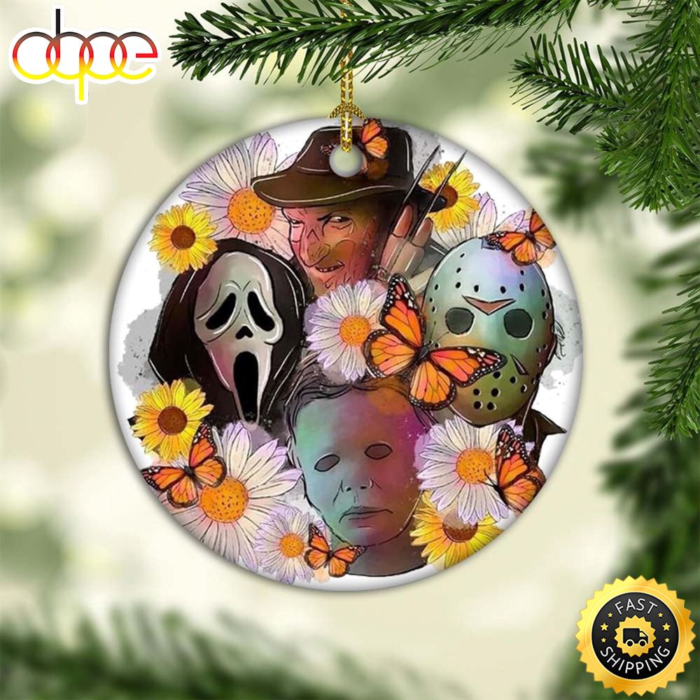 Michael Myers Horror Movie Character Decor Halloween Christmas Ceramic Circle Ornament