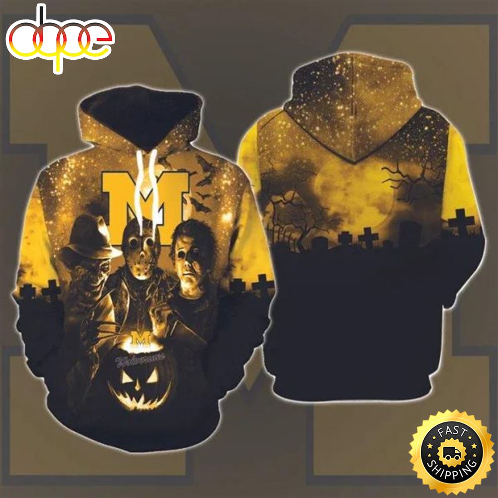 Michigan Wolverines And Michael Myers 3D Hoodie Michigan Wolverines Gifts Depsd8