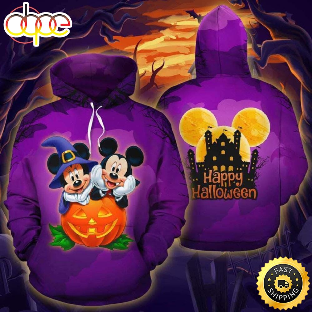 Mickey And Minnie Halloween All Over Printed Hoodie S5h5bk
