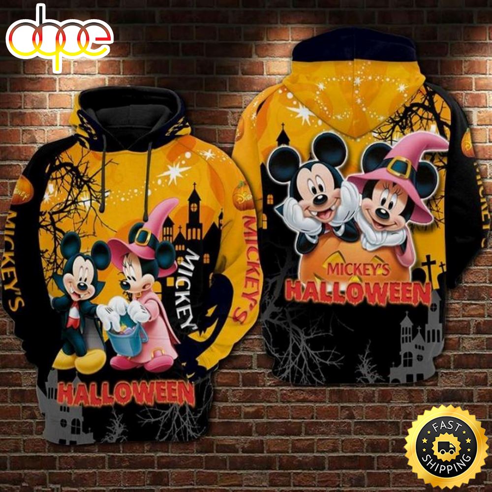 Mickey And Minnie Halloween Over Print 3d Hoodie Vwbe46