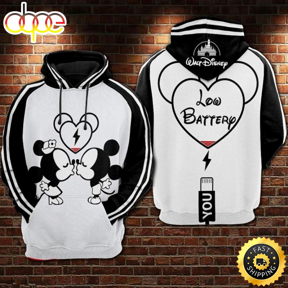 Mickey And Minnie Kiss To Charge Battery Over Print 3d Hoodie Zzenha