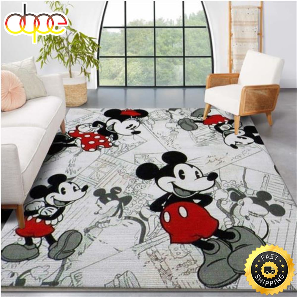 Mickey Comic Discovered Area Rug Carpet Living K8yabx
