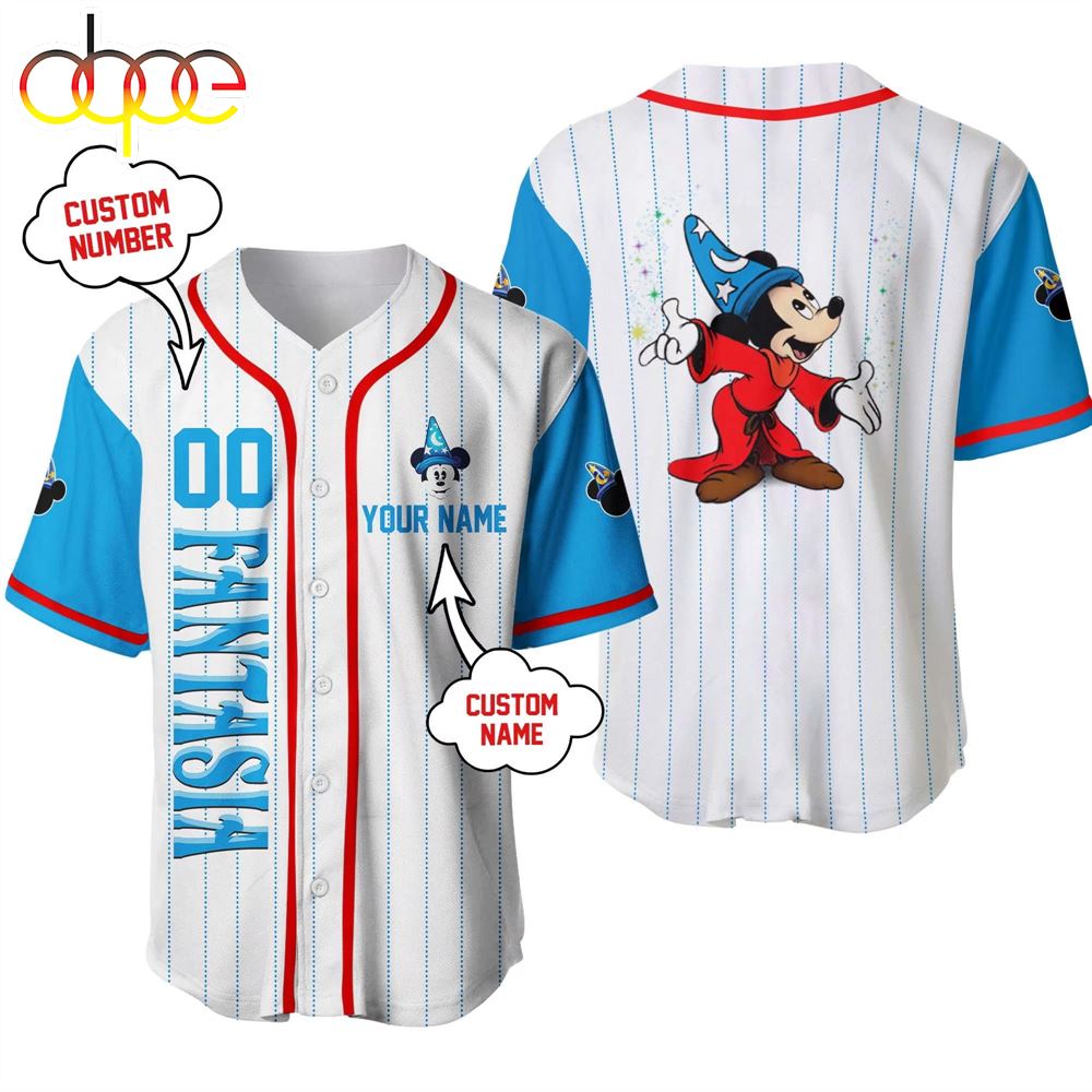 Mickey Fantasia Disney Cartoon Custom Name And Number Baseball Jersey Uf8jzm