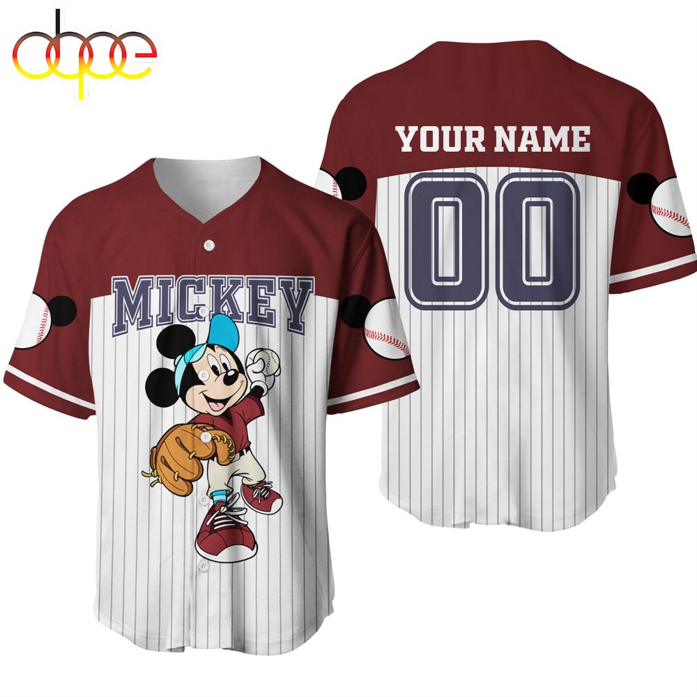 Mickey Mouse 3D Custom Name And Number Baseball Jersey Shirts N6kzmv