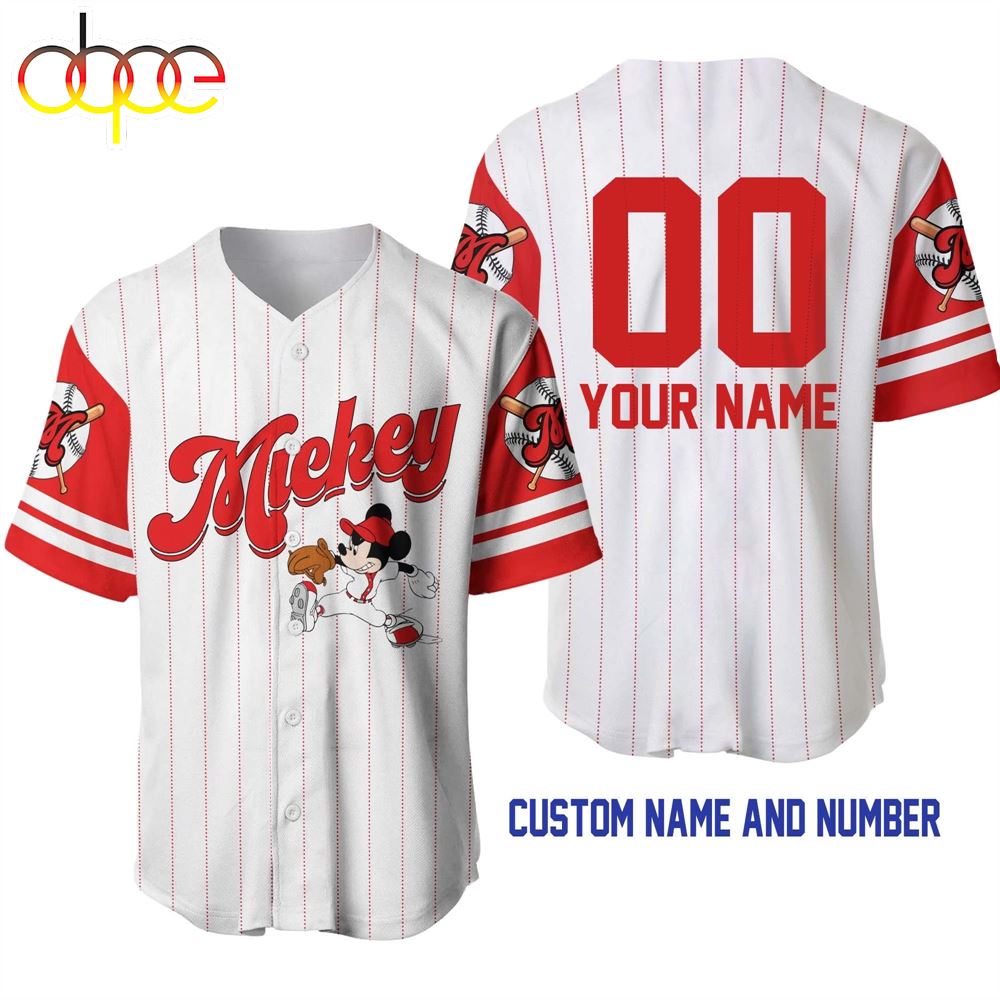 Mickey Mouse Custom Name And Number Baseball Jersey Erptxx