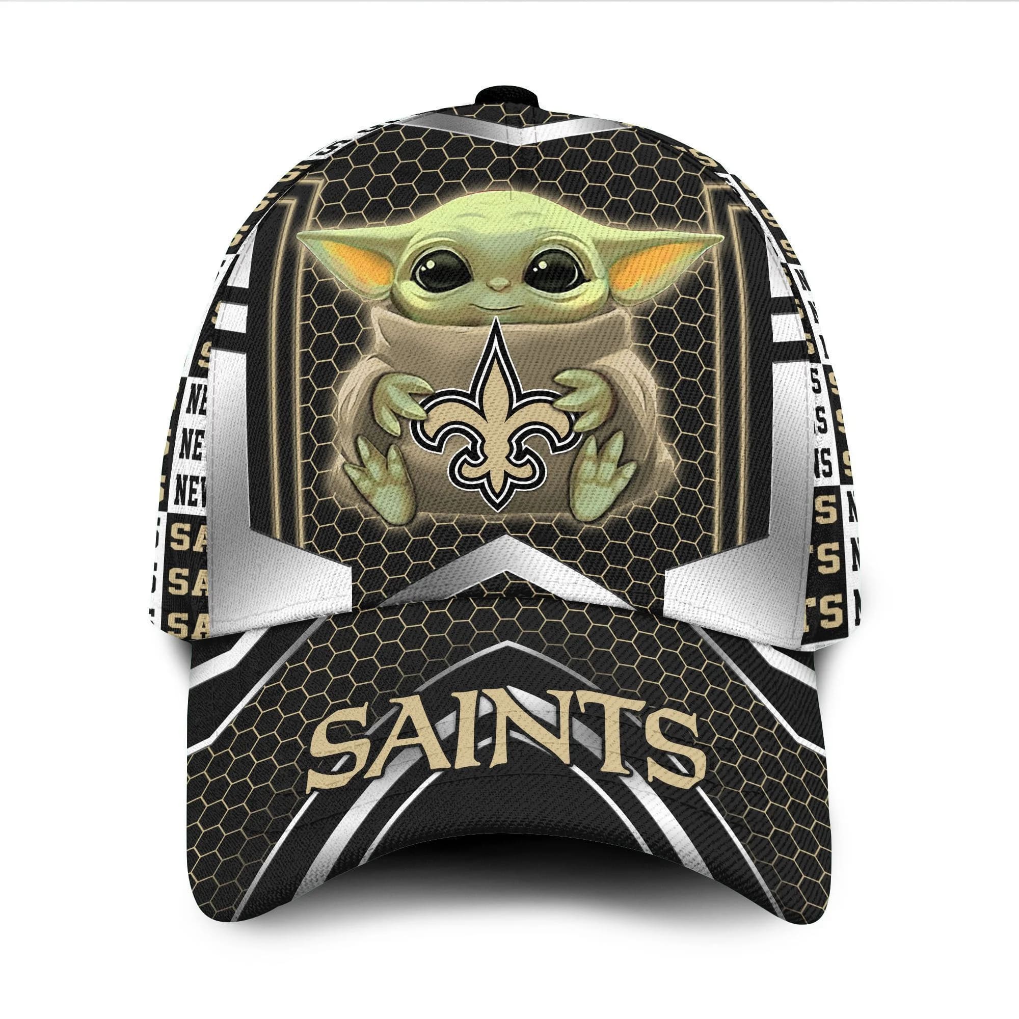 New Orleans Saints Baby Yoda All Over Print 3D Classic Cap Evvgh6