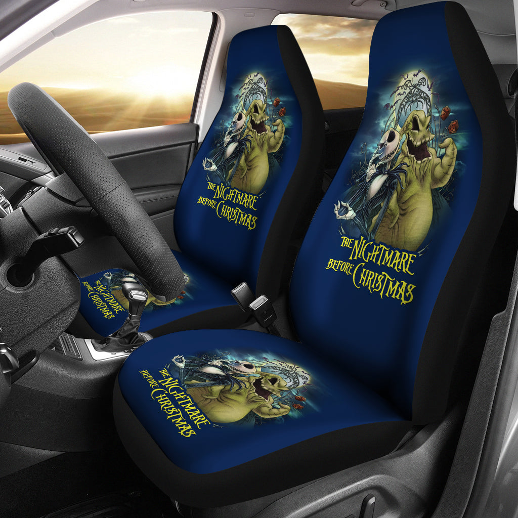 Nightmare Before Christmas Cartoon Car Seat Covers Evil Jack Skellington And Oogie Boogie Smiling Seat Covers 1 Sxrell