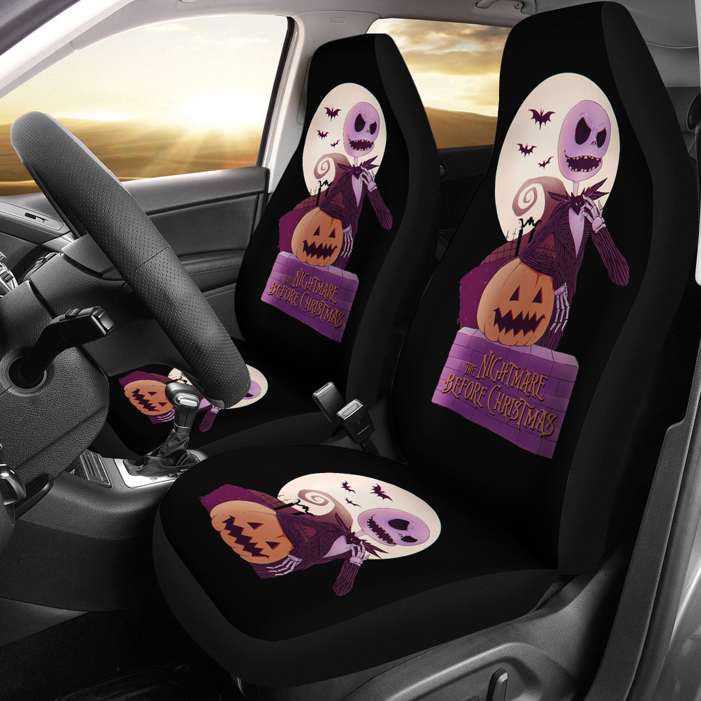Nightmare Before Christmas Cartoon Car Seat Covers Evil Jack Skellington With Pumpkin Funny Artwork Seat Covers 1 O3rhkk