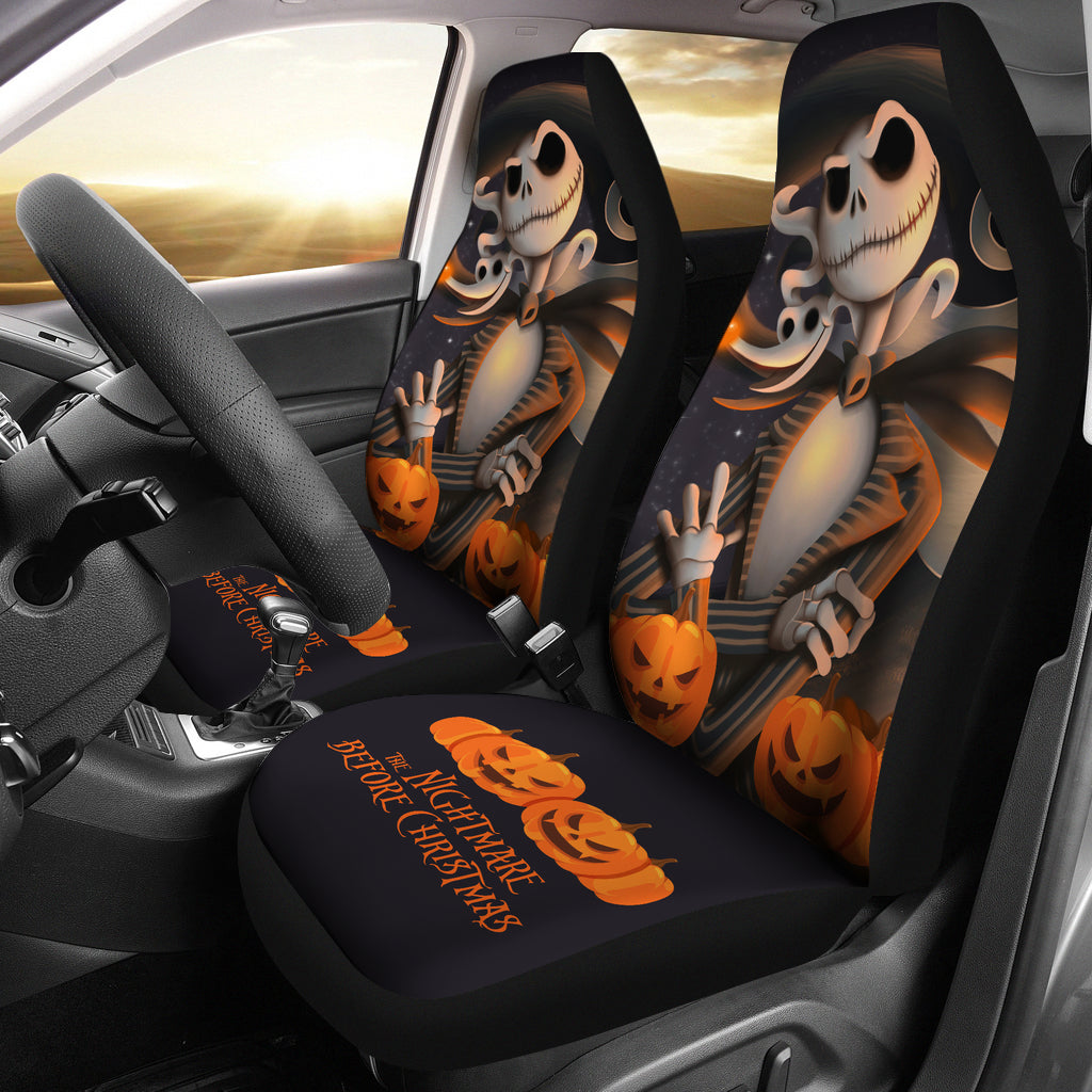 Nightmare Before Christmas Cartoon Car Seat Covers Evil Jack Skellington With Zero Dog And Pumpkin Seat Covers 1 Ofgqgb