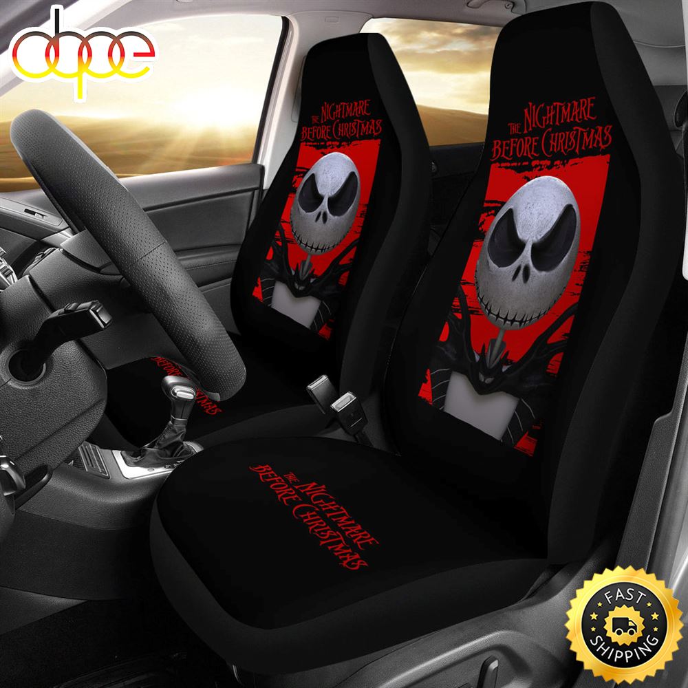 Nightmare Before Christmas Cartoon Car Seat Covers Jack Skellington Funny Serious Face Seat Covers 1 Ejpqfp
