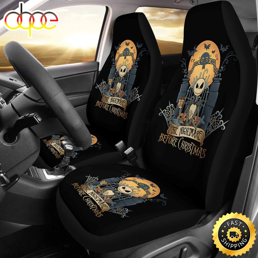 Nightmare Before Christmas Cartoon Car Seat Covers Jack Skellington Gift At Cemetery Gate Seat Covers 1 Hldbgo