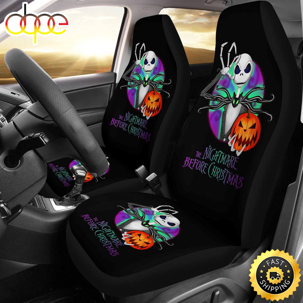 Nightmare Before Christmas Cartoon Car Seat Covers Jack Skellington With Pumpkin Artwork Seat Covers 1 Ixa5qn