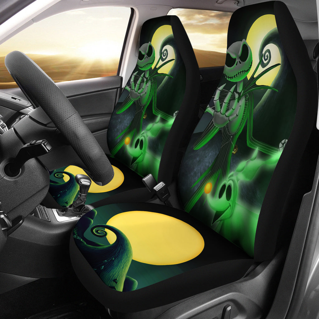Nightmare Before Christmas Cartoon Car Seat Covers Jack Skellington With Zero Dog Moon And The Hill Seat Covers 1 Qvhyus