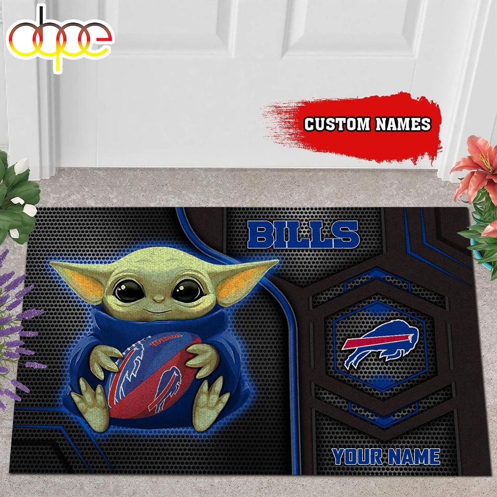 Personalized Buffalo Bills Baby Yoda All Over Print 3D Doormats Lmzgwa