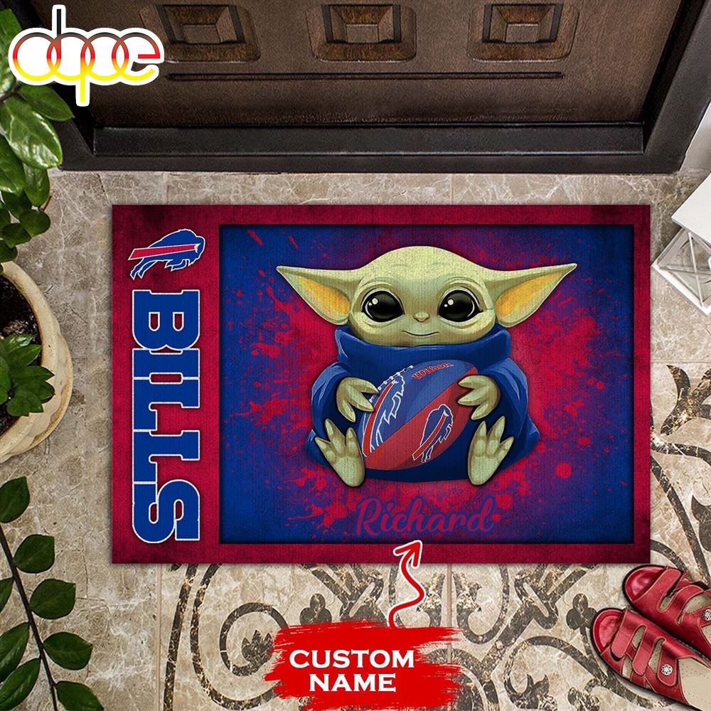 Personalized Buffalo Bills Baby Yoda All Over Print 3D Doormats